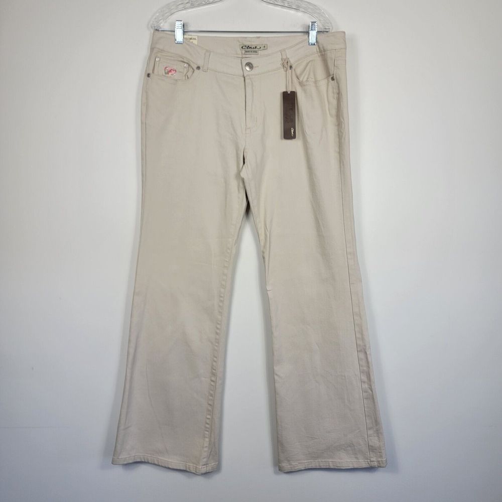 Clash Women's Juniors Size 15 Tan Cream Jeans Embroidered‎ READ